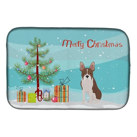Carolines Treasures Boston Terrier Christmas Tree Dish Drying Mat CK3493DDM